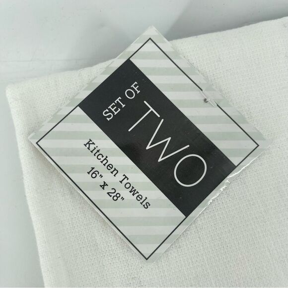 COFFEE BREAK Embroidered Cotton Black White Kitchen Towels, Set of 2, 16” x 28” - Picture 8 of 9